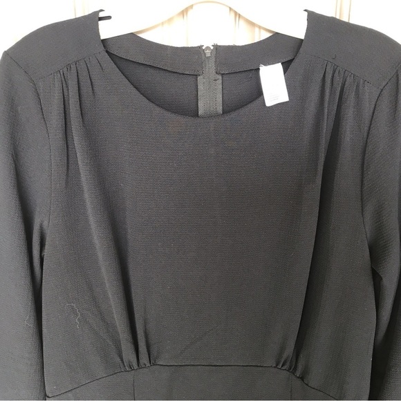 Unbranded Crepe Dress Black Wide Sleeve Flare Skirt Zip Back Sz12 - Picture 9 of 10